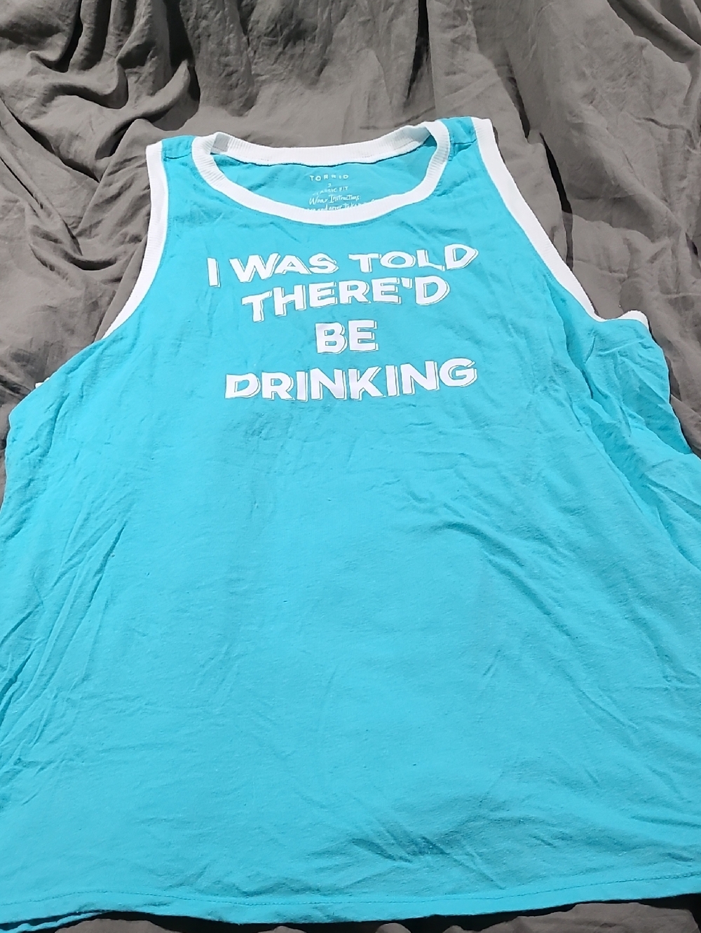 torrid Turquoise Tank with White Trim and White Lettering